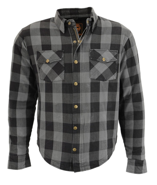 Milwaukee Leather MPM1630 Men's Plaid Flannel Biker Shirt w/ CE Armor - Reinforced w/ Aramid Fibers