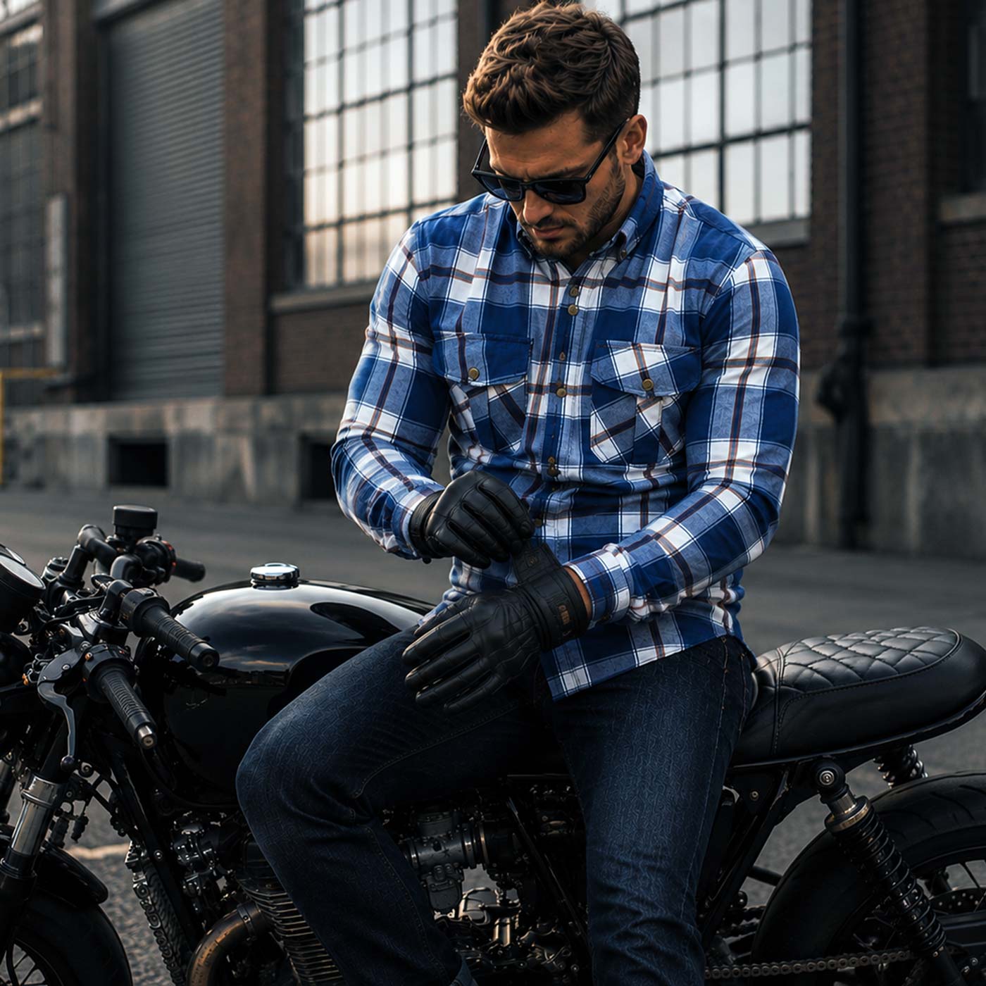 Milwaukee Leather Men's Plaid Flannel Biker Shirt with Aramid Fiber and Armor