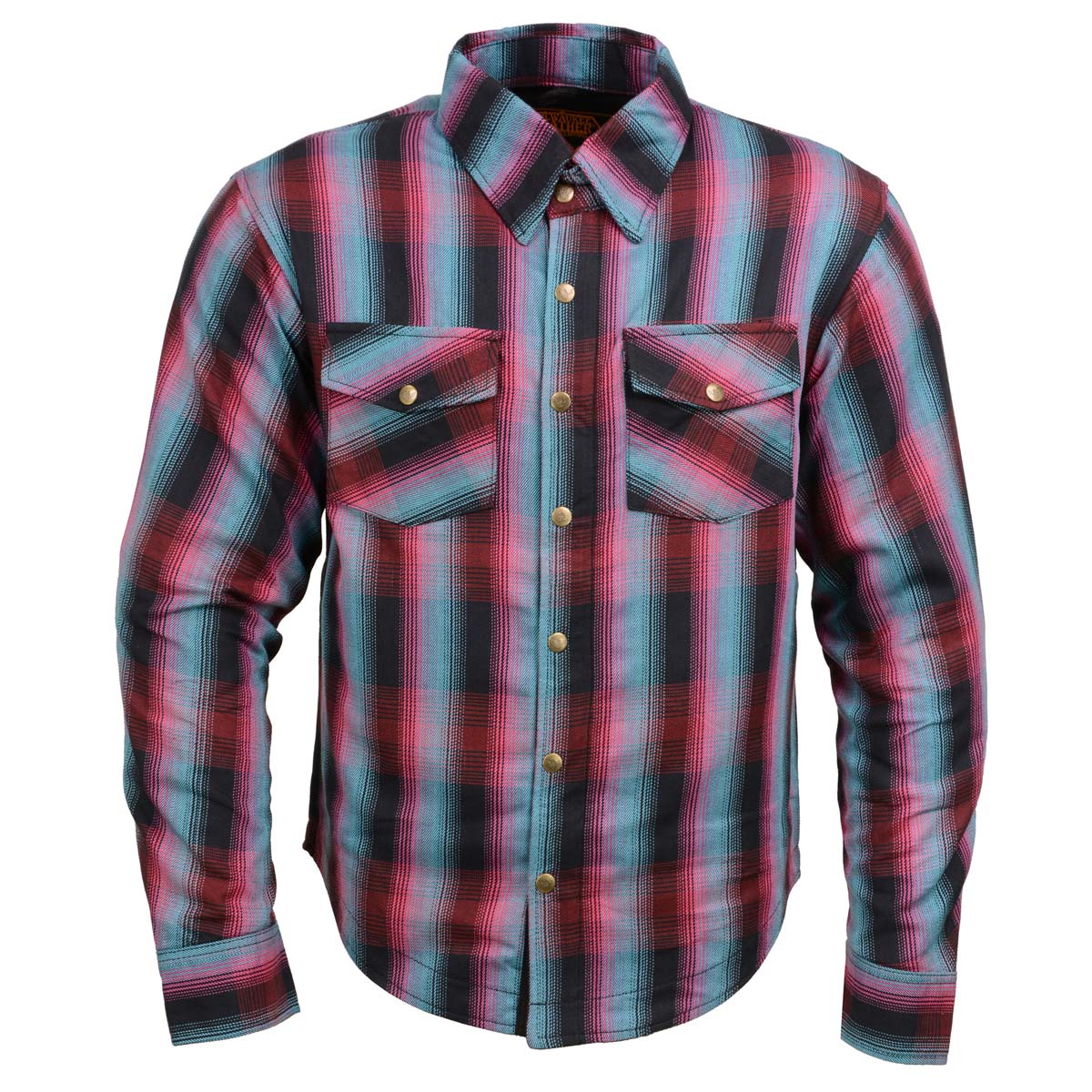 Milwaukee Leather MPM1654 Men's Plaid Flannel Biker Shirt with CE Approved Armor - Reinforced w/ Aramid Fiber