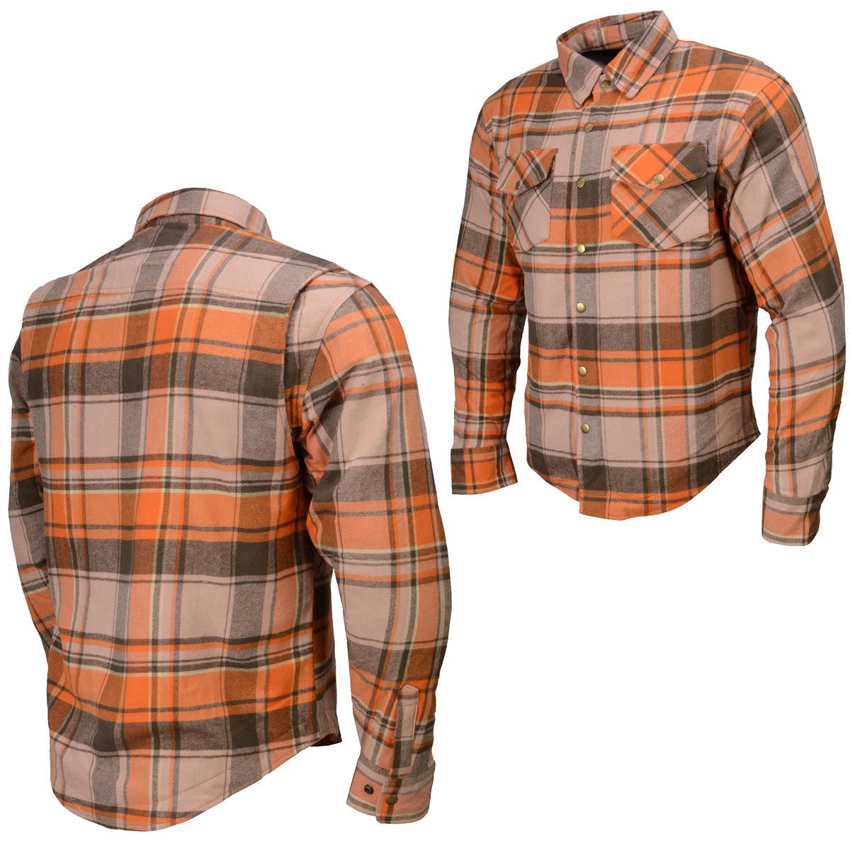 Milwaukee Leather MPM1657 Men's Plaid Flannel Biker Shirt with CE Approved Armor - Reinforced w/ Aramid Fiber