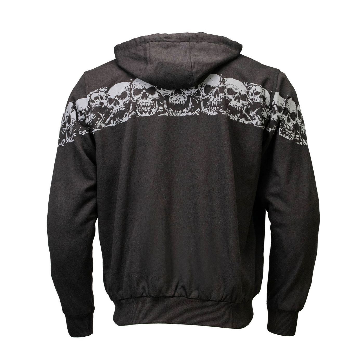 MMCC Men’s Bare Bones Hoodie – Reflective Skull Graphics Front & Back, Full Zip, 100 % Cotton - MPM1681