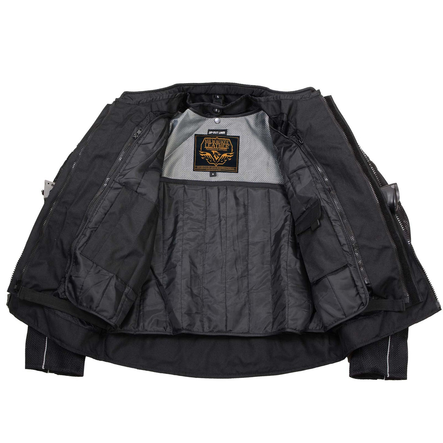 Milwaukee Leather Men's Troubled Black Textile Motorcycle Jacket w/ CE Armor - MPM17029
