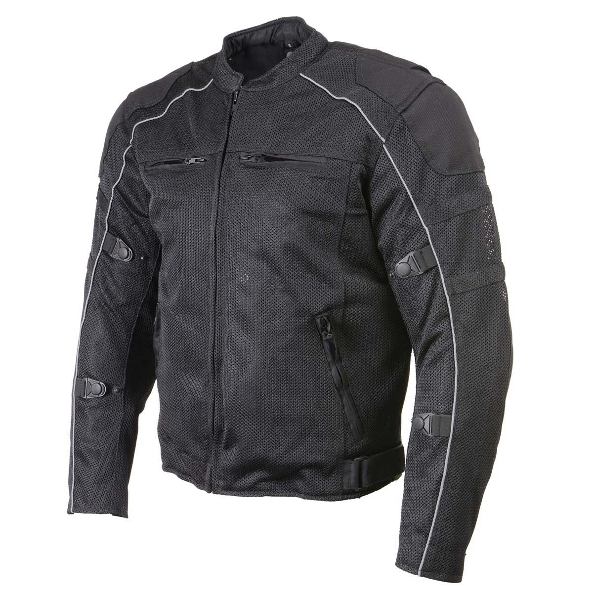 Milwaukee Leather Men's Troubled Black Textile Motorcycle Jacket w/ CE Armor - MPM17029