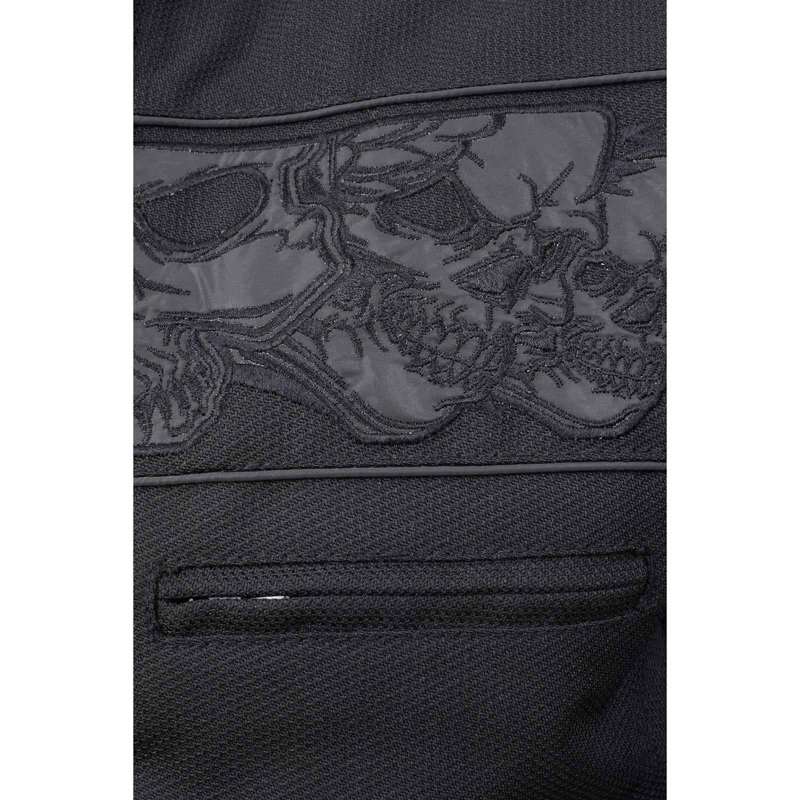 Milwaukee Leather MPM1730 Black Padded Textile Motorcycle Jacket for Men w/ Reflective Skulls - All Season Motorcycle Jacket