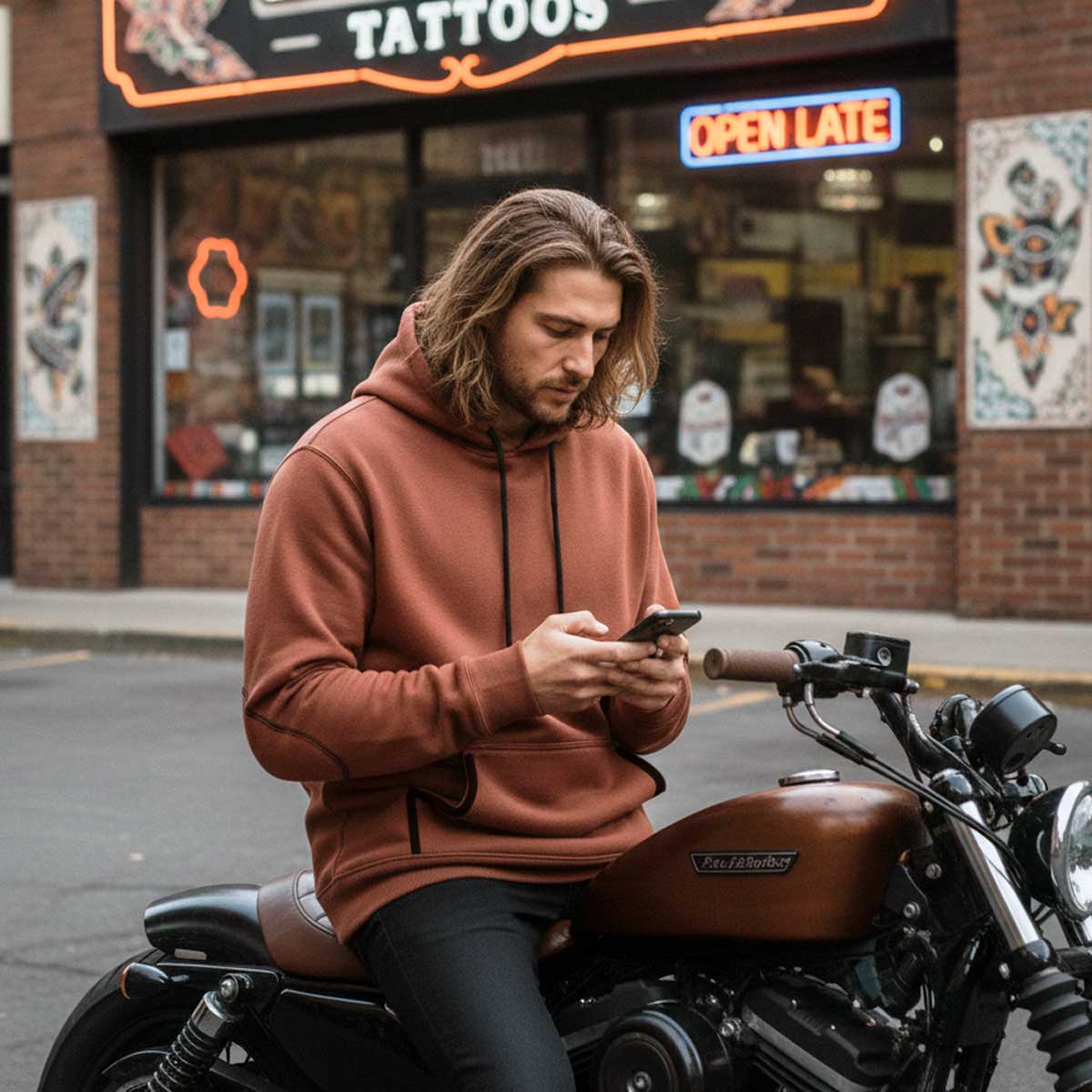 Milwaukee Leather Men's Streetguard Copper CE Armored Riding Hoodie, Shoulder and Elbow Armor - MPM1768