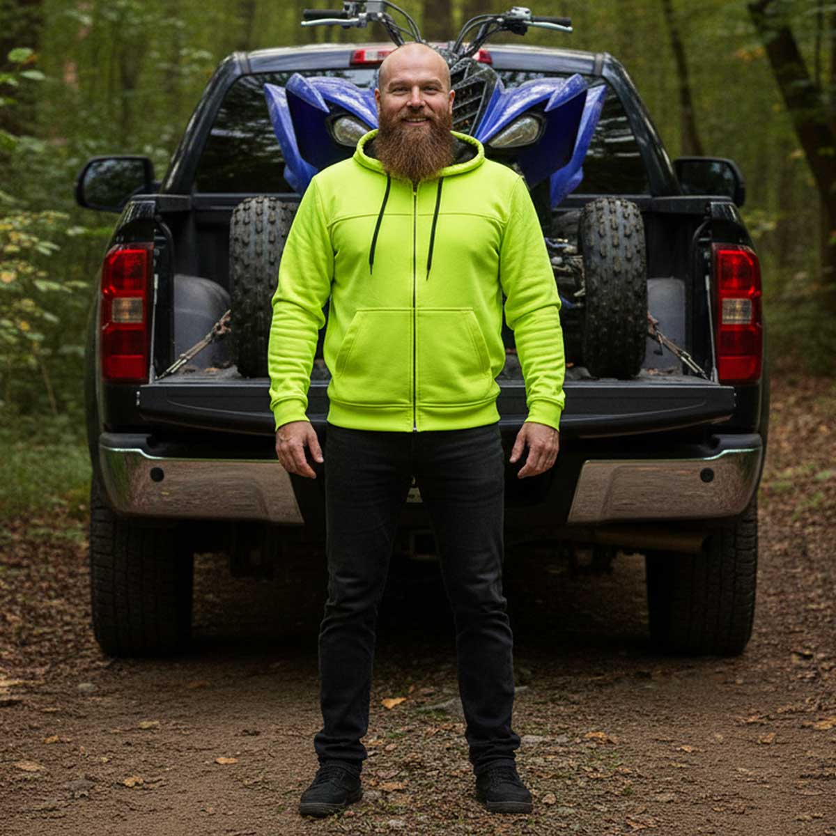 Milwaukee Leather Men's Neon-Green Streetguard Riding Hoodie - Aramid Reinforced with CE Shoulder and Elbow Armor - MPM1772