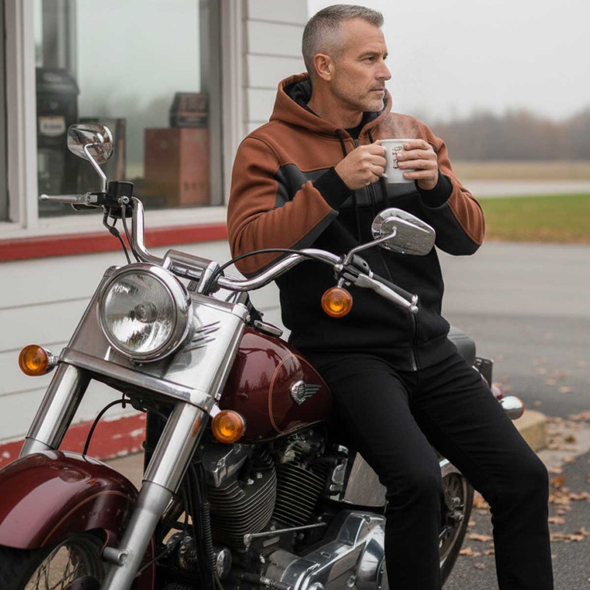 Milwaukee Leather Men's Streetguard Riding Hoodie - Aramid Reinforced with CE Shoulder and Elbow Armor - MPM1789