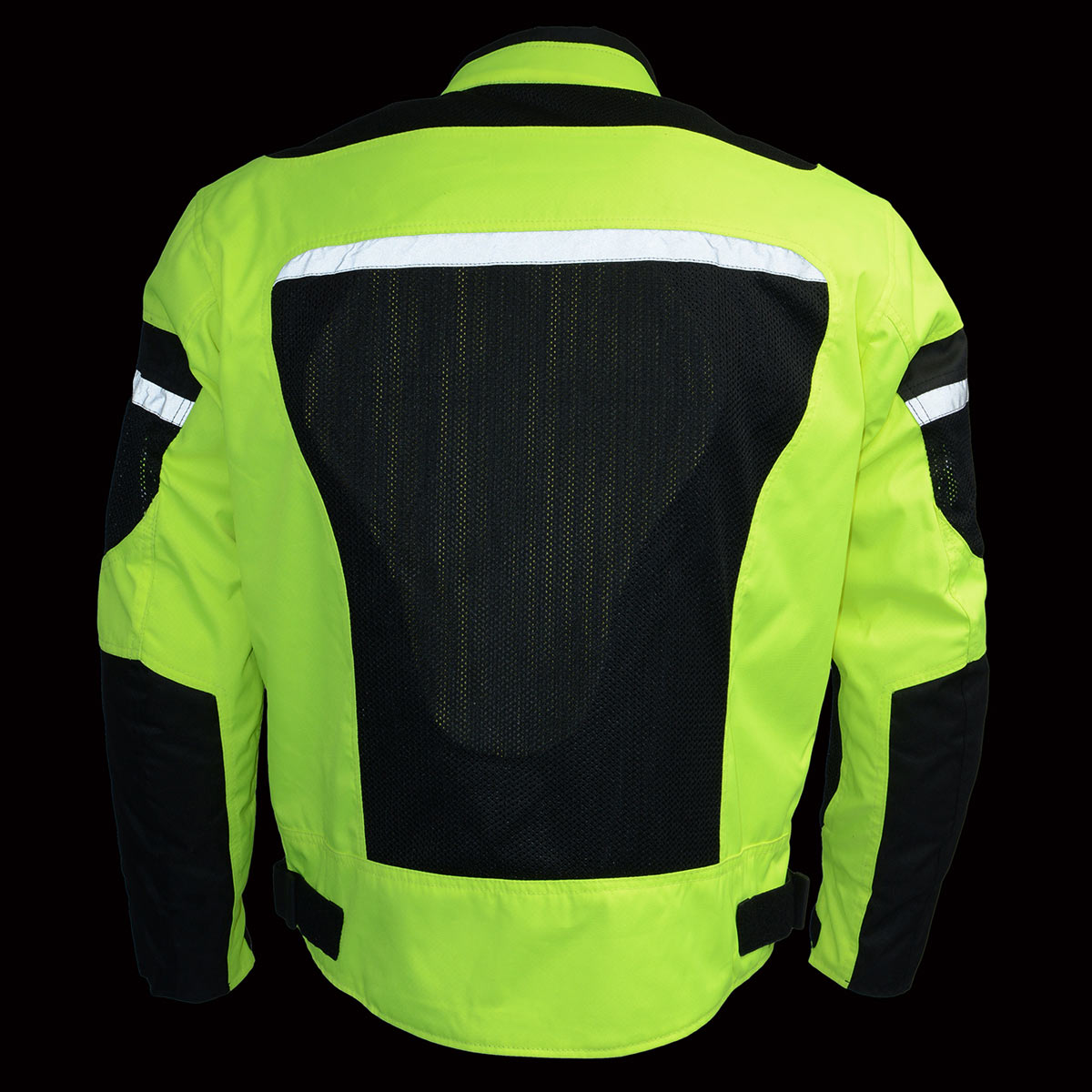 Milwaukee Leather MPM1794 High Vis Green Armored Mesh Racer Jacket with Reflective Piping for Men - All Season Jacket