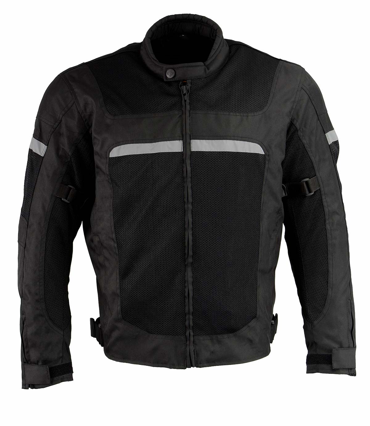 Milwaukee Leather MPM1794 Black Armored Mesh Racer Jacket with Reflective Piping for Men - All Season Jacket