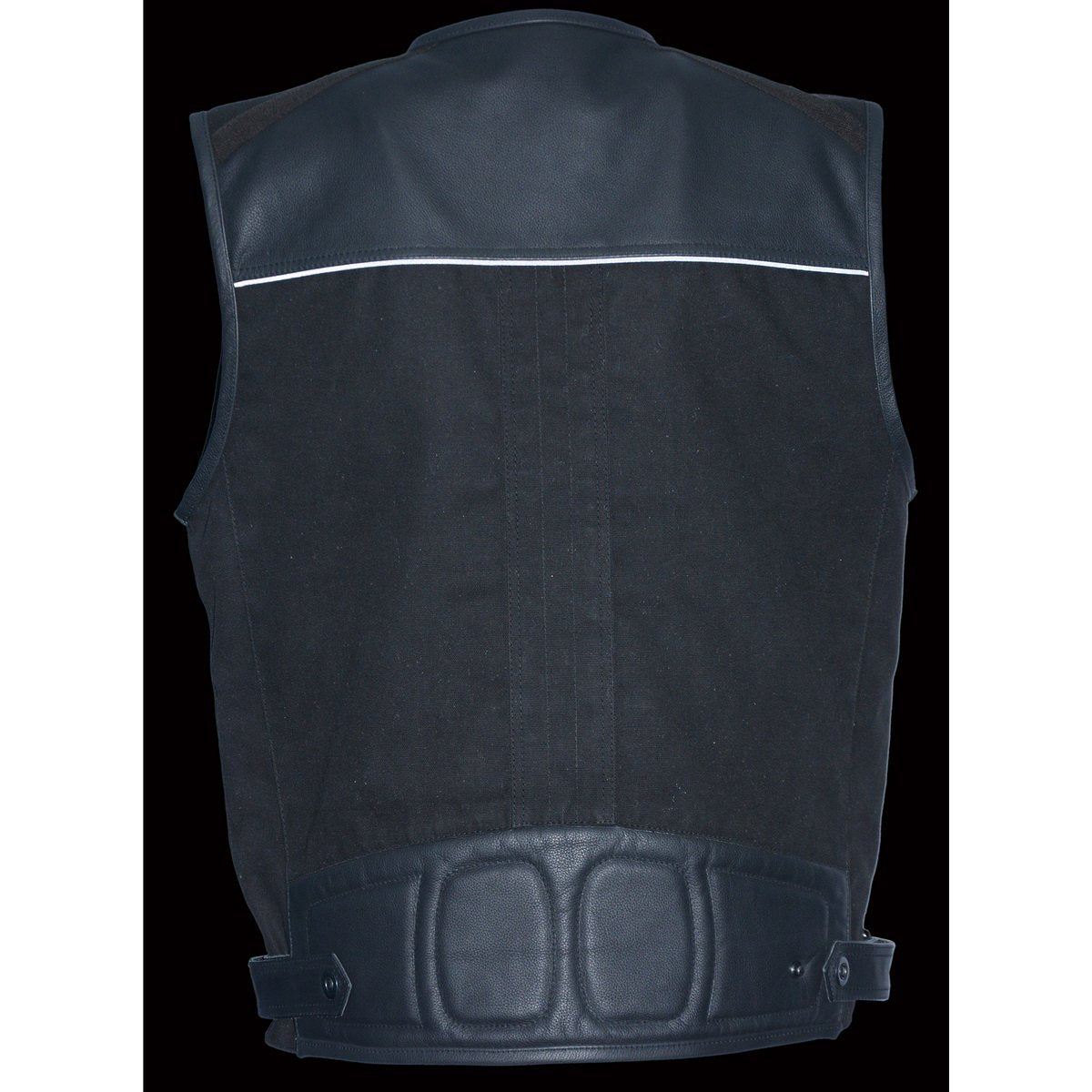 Milwaukee Leather MPM3310 Men's 'Super Utility' Black Leather and Canvas Multi-Pocket Vest