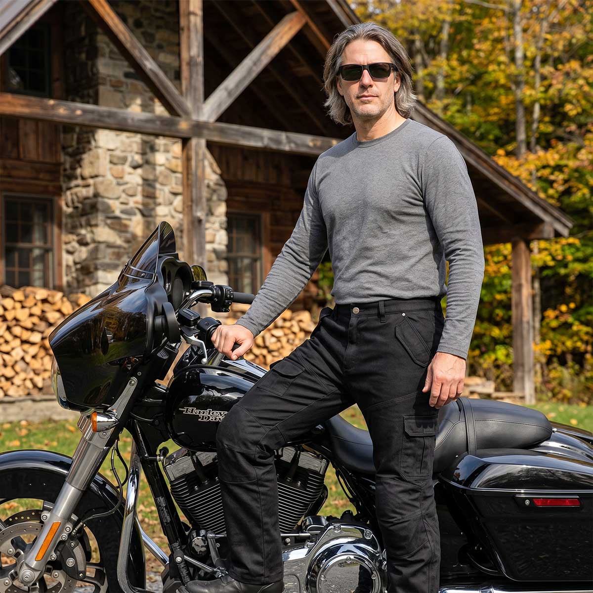 Milwaukee Leather MPM5591 Men's Republic Black CE Armored Motorcycle Denim Jeans Pants Reinforced w/ Aramid Fibers