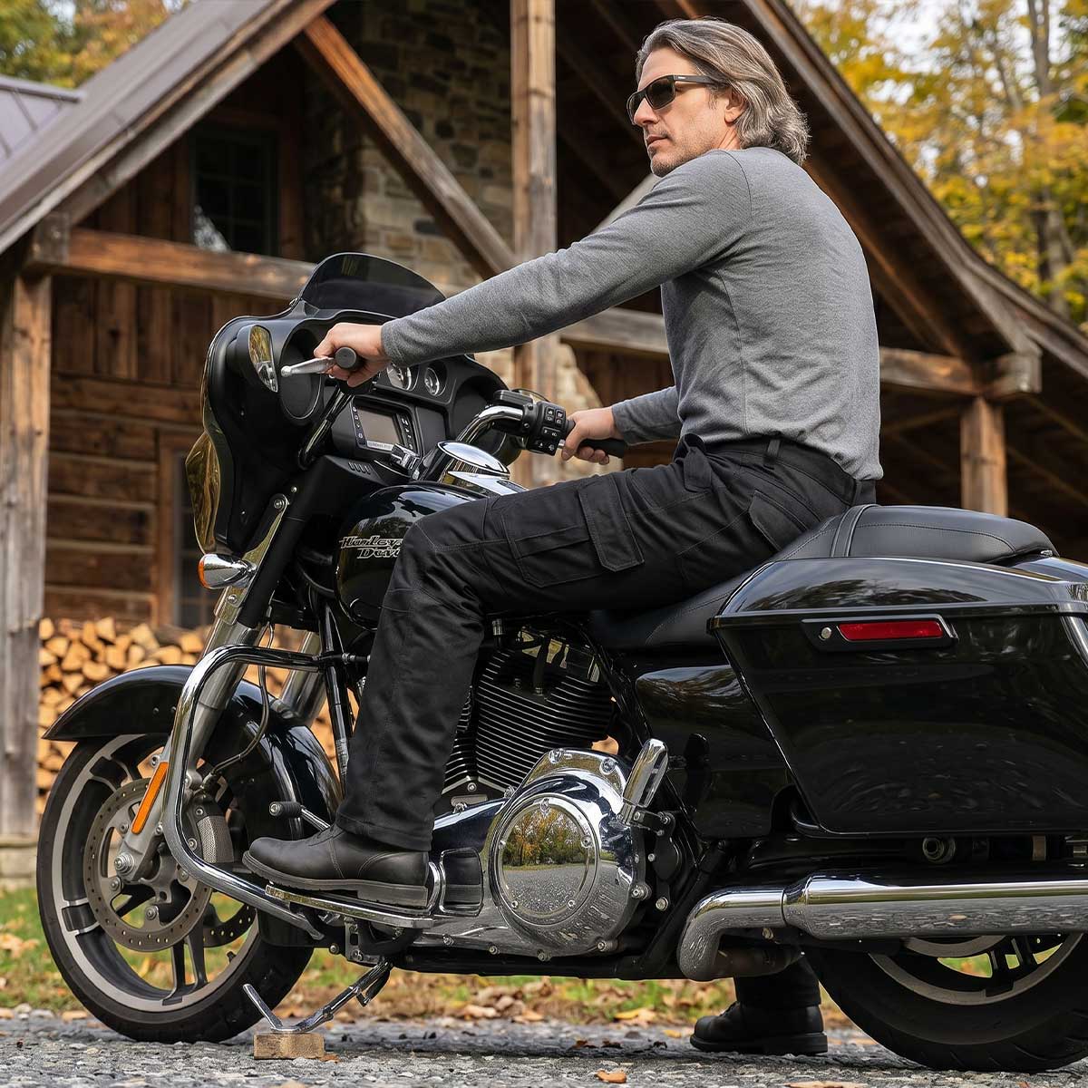 Milwaukee Leather MPM5591 Men's Republic Black CE Armored Motorcycle Denim Jeans Pants Reinforced w/ Aramid Fibers
