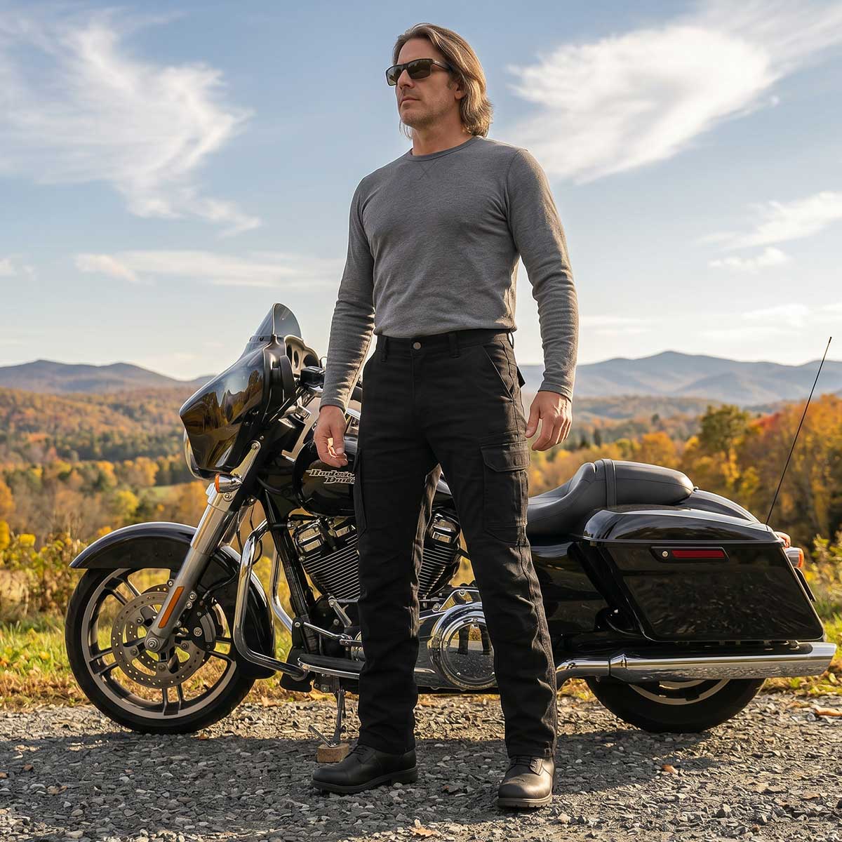 Milwaukee Leather MPM5591 Men's Republic Black CE Armored Motorcycle Denim Jeans Pants Reinforced w/ Aramid Fibers