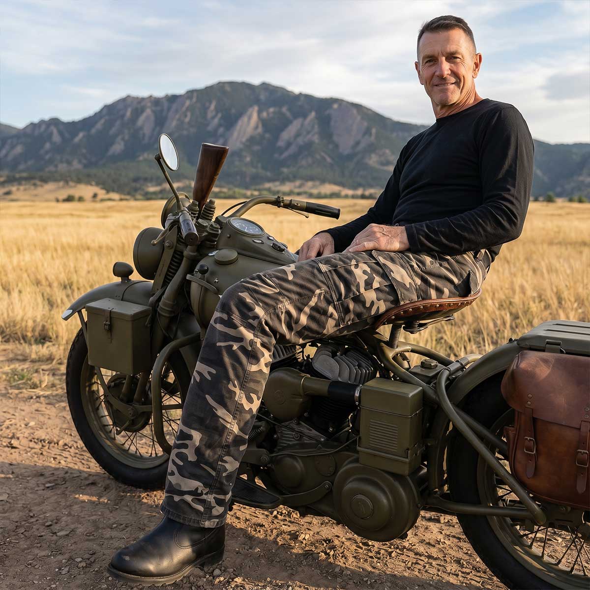 Milwaukee Leather MPM5592 Men's Camo CE Armored Motorcycle Denim Jeans Pants Reinforced w/ Aramid Fibers
