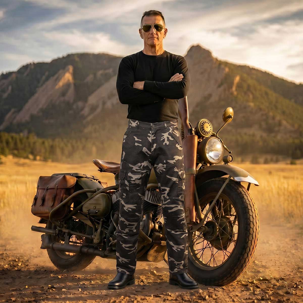 Milwaukee Leather MPM5592 Men's Camo CE Armored Motorcycle Denim Jeans Pants Reinforced w/ Aramid Fibers