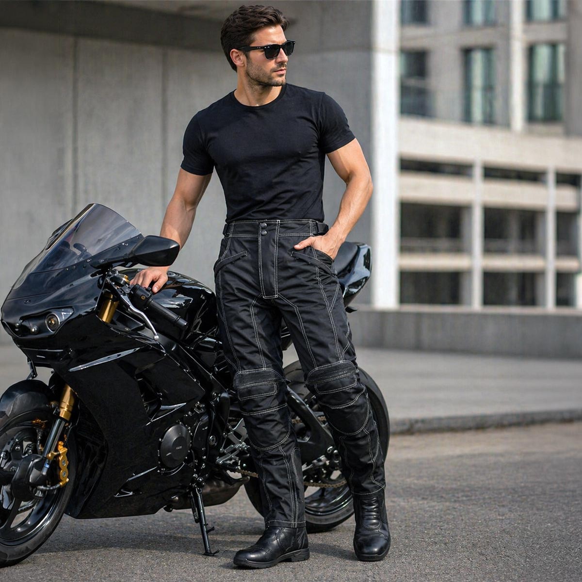 Milwaukee Leather MPM5729 Men's Black Tri-Tex Fabric Motorcycle Rider Pants w/ CE Armor Protection