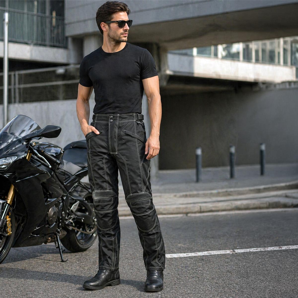 Milwaukee Leather MPM5729 Men's Black Tri-Tex Fabric Motorcycle Rider Pants w/ CE Armor Protection