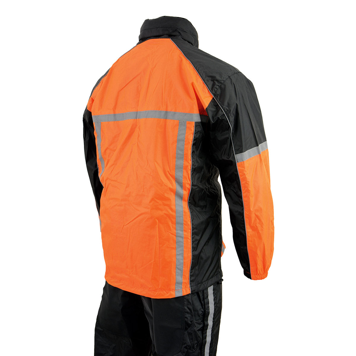 Milwaukee Leather MPM9510 Men's Black and Orange Motorcycle Water Resistant Rain Suit w/ Hi-Vis Reflective Tape