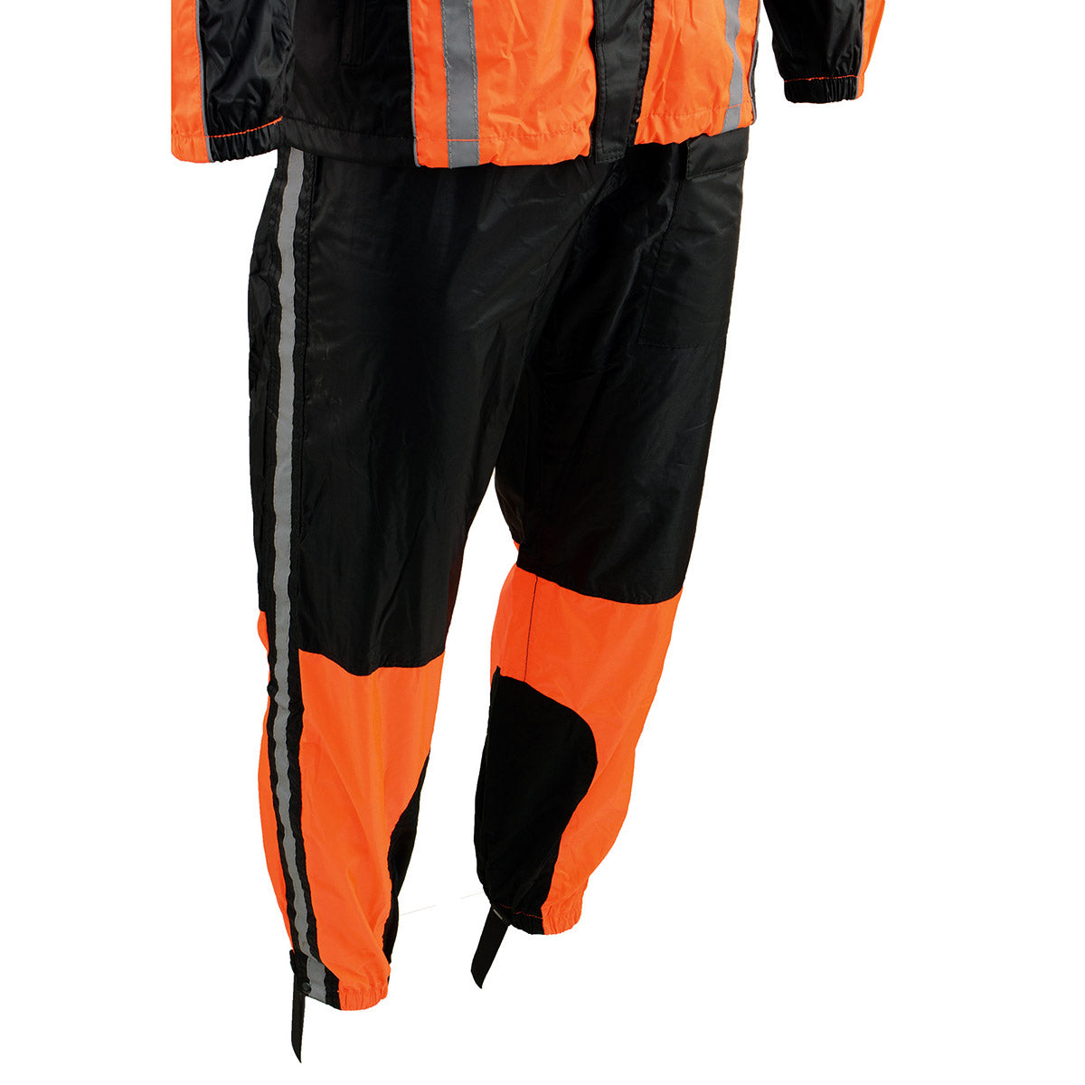 Milwaukee Leather MPM9510 Men's Black and Orange Motorcycle Water Resistant Rain Suit w/ Hi-Vis Reflective Tape