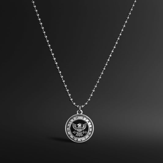 United States Navy Stainless Steel Polished Pendant on Ball Chain