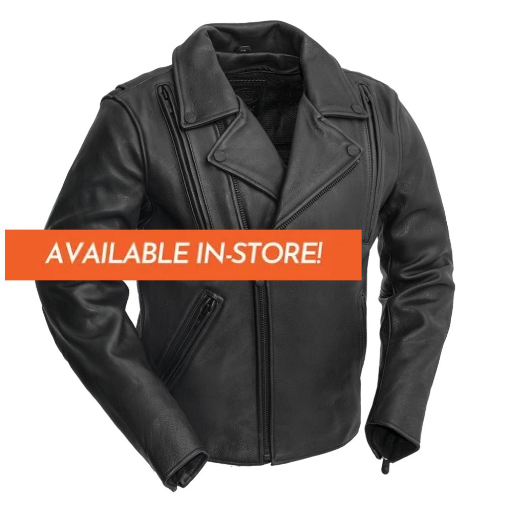 Night Rider Men's Motorcycle Leather Jacket Men's MC Jacket First Manufacturing Company Black XS 