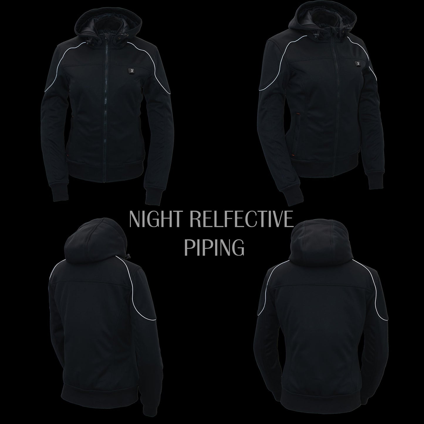 Nexgen Heat MPL2761SET Women's Black 'Heated' Soft Shell Racing Style Heated Jacket for Hiking Riding