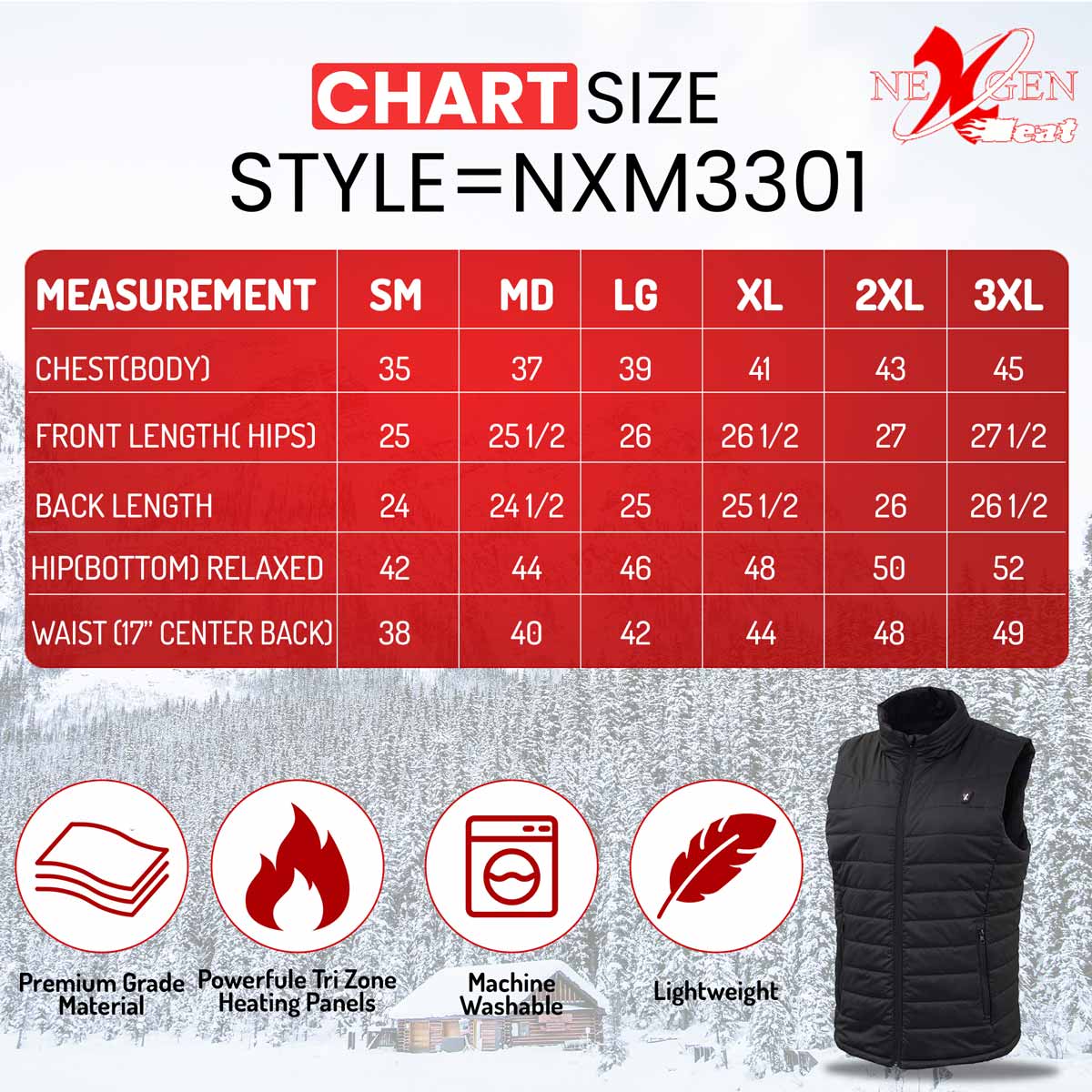 Nexgen Heat Women's NXL4301SET Puffer Black Heated Winter Vest - for Winter Cold Weather Riding Outdoors