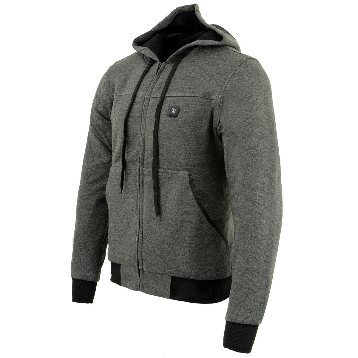 Nexgen Heat MPM1713SET Men's “Fiery’’ Heated Hoodie - Grey Zipper Front Sweatshirt Jacket for Winter w/Battery Pack