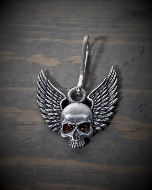 BZP-35 Skull Upwing Diamond Zipper Pull