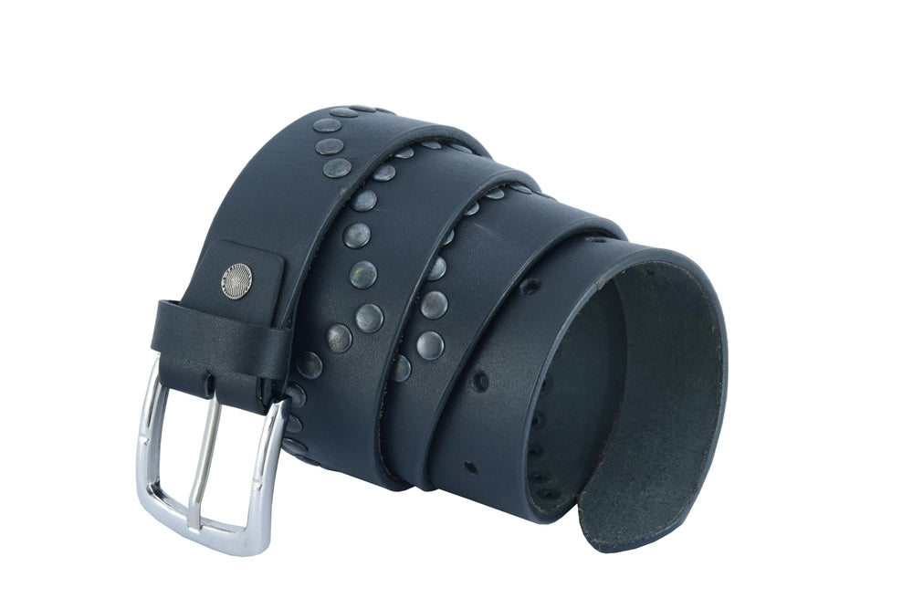 BLT2014 Super Cool Curved Pattern Studded Leather Belt