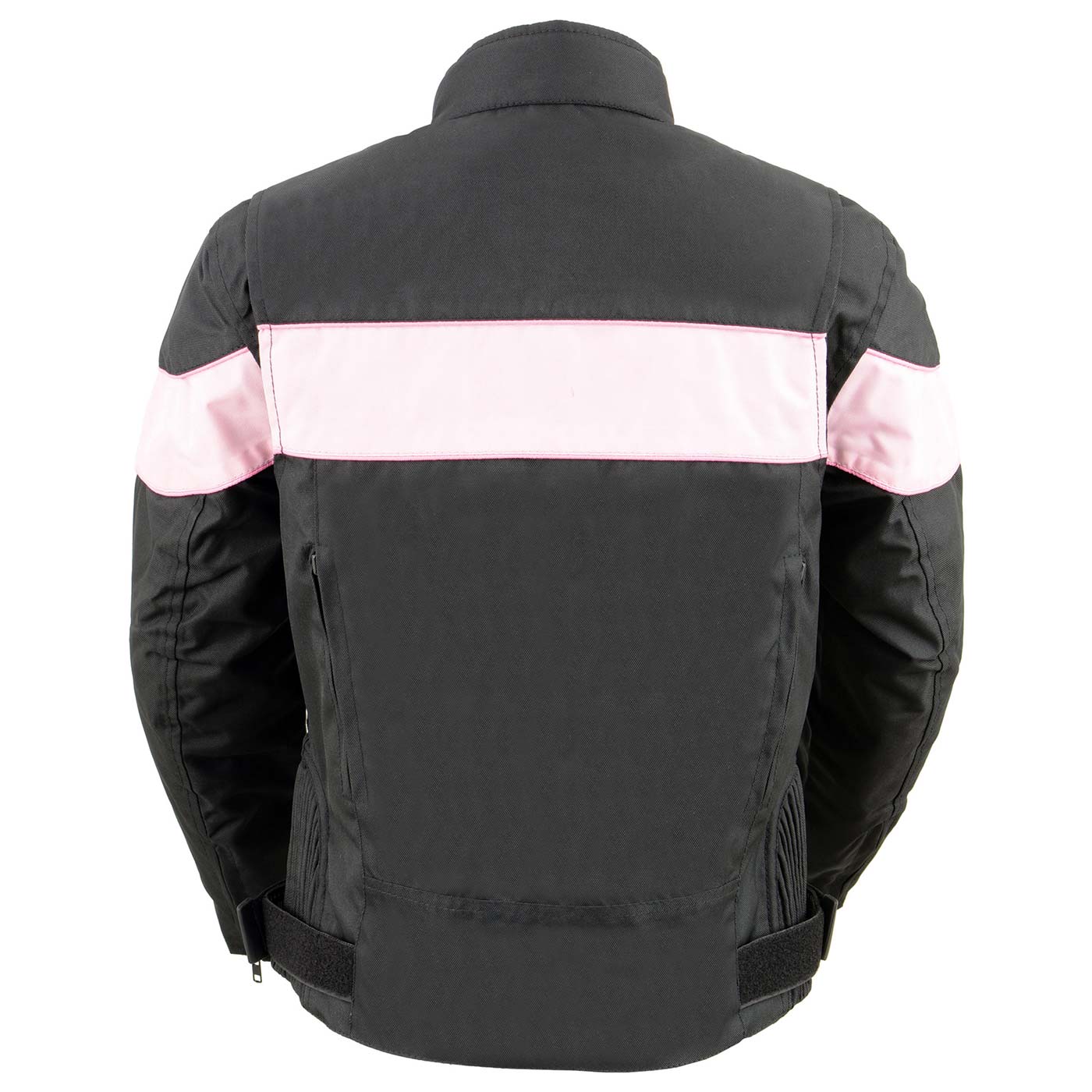 Milwaukee Leather SH2261 Women's Lightweight Black and Pink Textile Motorcycle Jacket with Reflective Piping