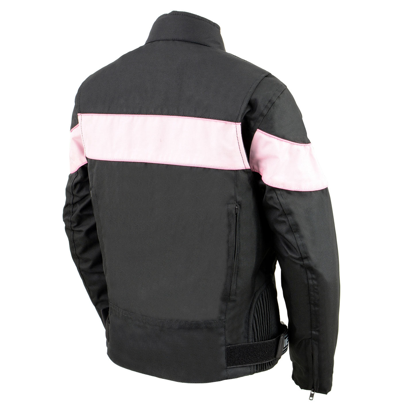 Milwaukee Leather SH2261 Women's Lightweight Black and Pink Textile Motorcycle Jacket with Reflective Piping