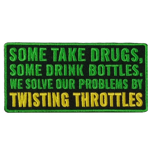 Hot Leathers Drugs Bottles Throttles 4" X 2" Embroidered Patch PPW1094