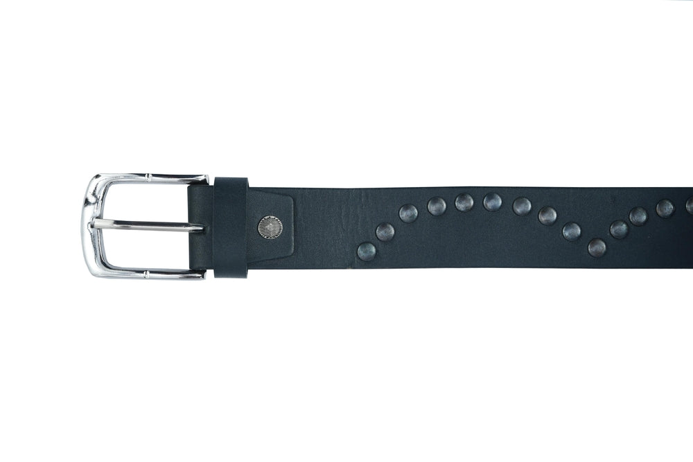 BLT2014 Super Cool Curved Pattern Studded Leather Belt