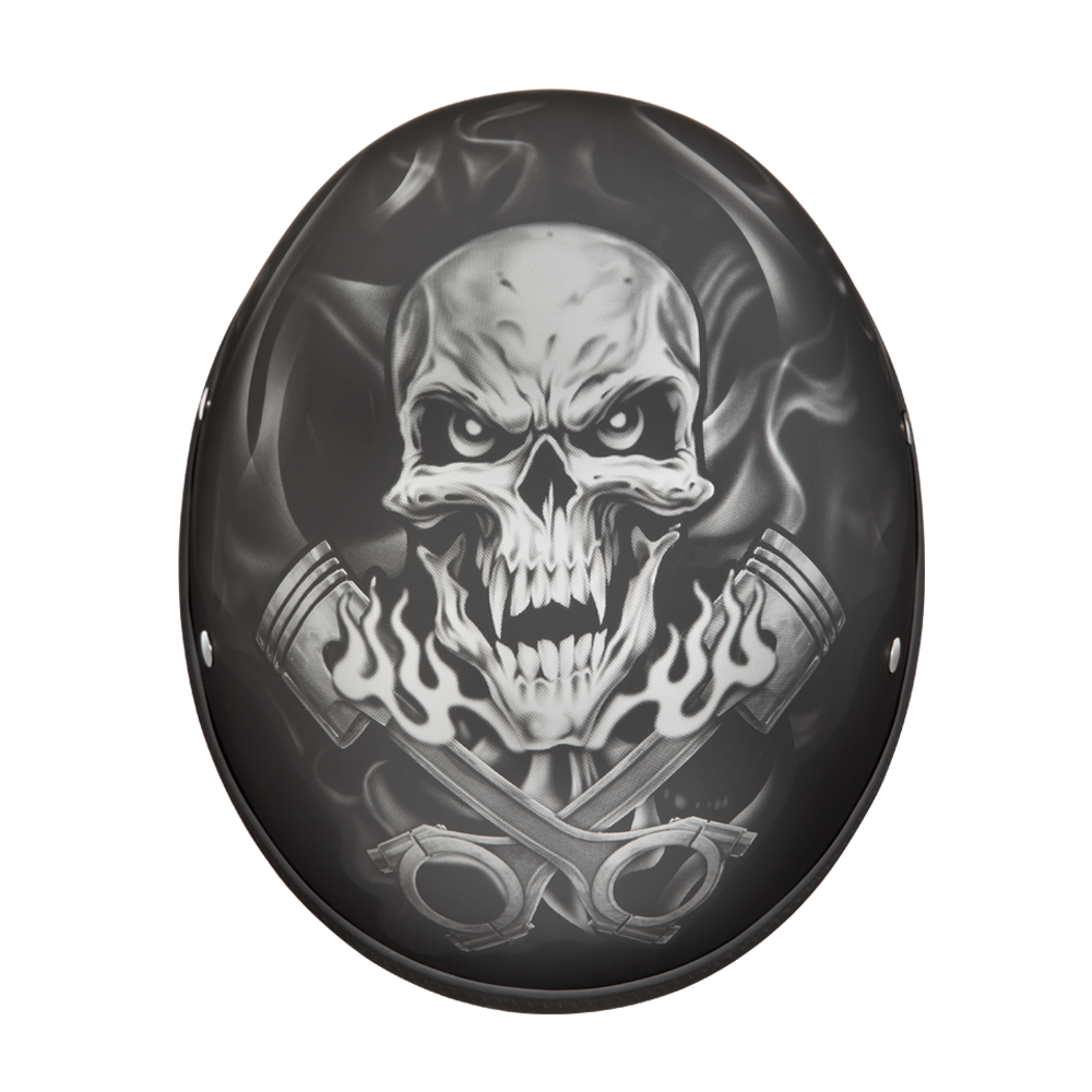 3d skull motorcycle helmet dot Daytona Skull Cap Pistons Skull Half Helmet, XS