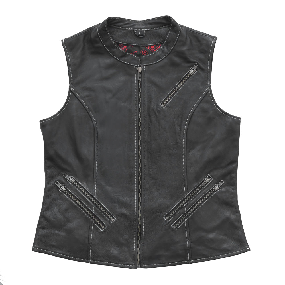 Quinn Women's Club Style Leather Vest - Limited Edition Factory Customs First Manufacturing Company S  