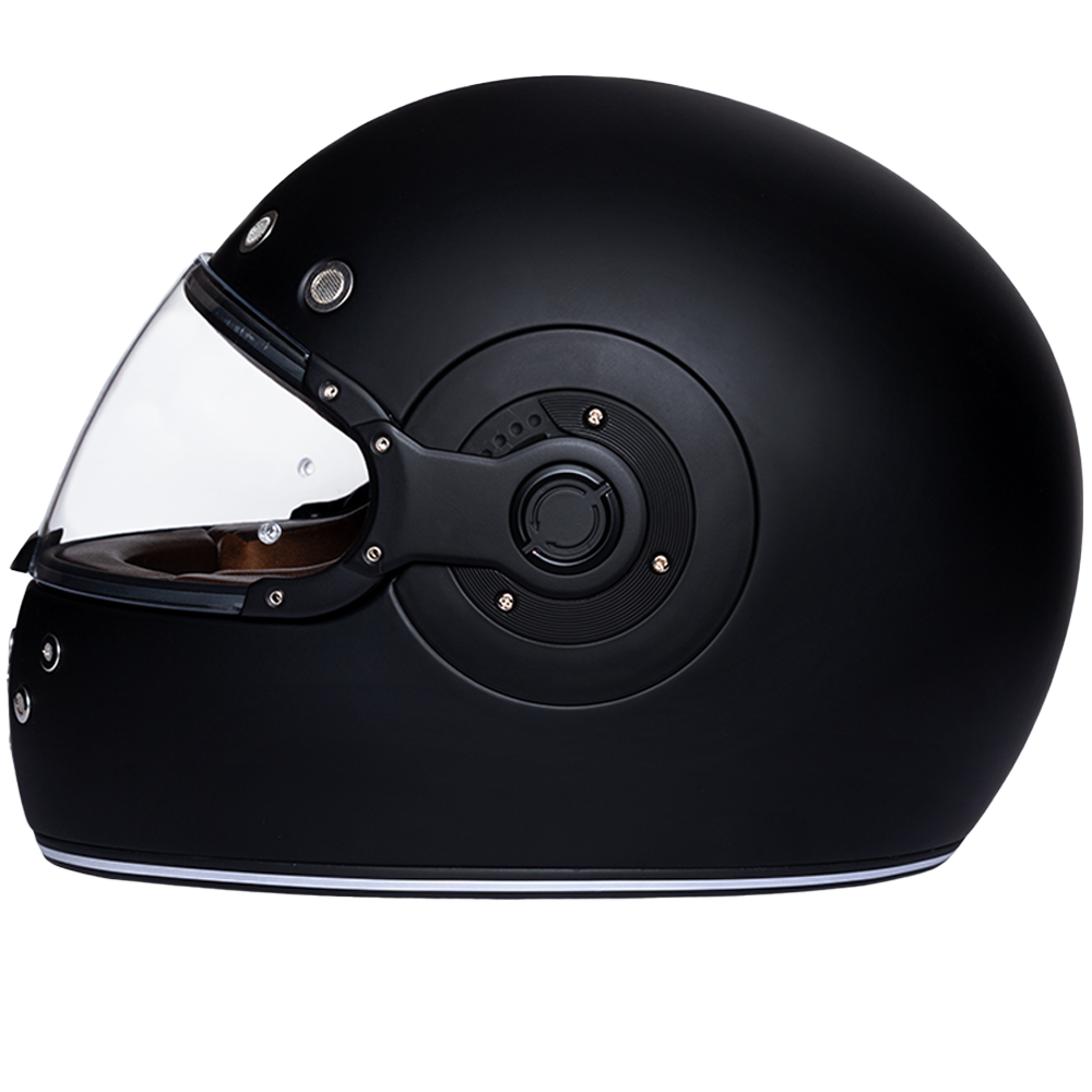 Daytona Retro Full Face Motorcycle Helmet: Vintage Style - Dull Black W/ Dull Black Accents