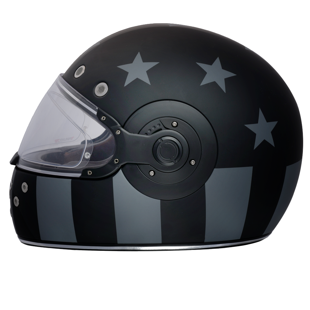 DOT Daytona Retro Full Face Motorcycle Helmet: Vintage Style for Men, Women, & Youth - W/ Captain America Stealth