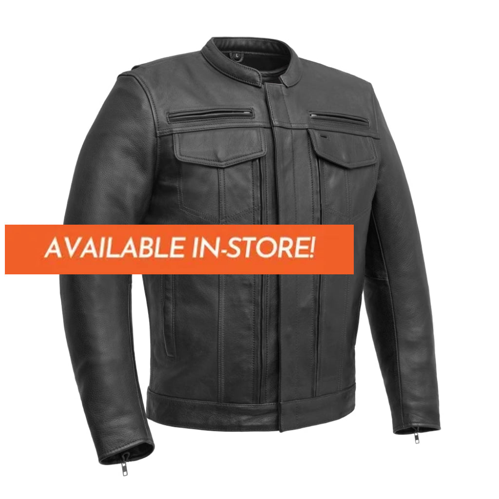 Raider Men's Motorcycle Leather Jacket Men's Leather Jacket First Manufacturing Company Black S 