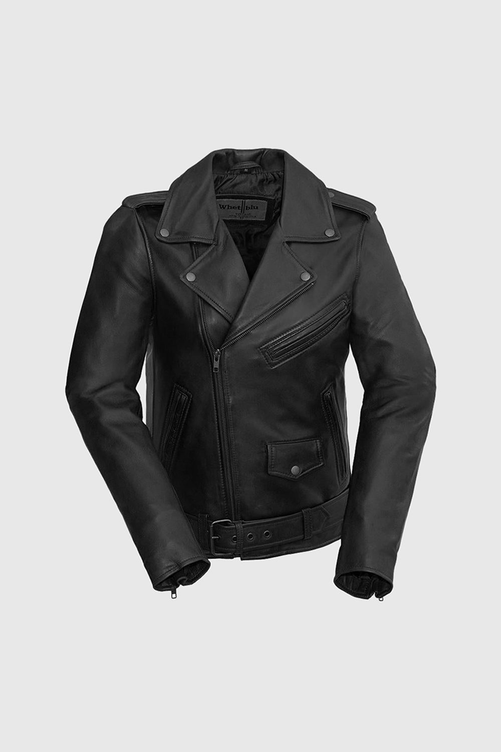 Rebel Womens Fashion Leather Jacket Navy Blue