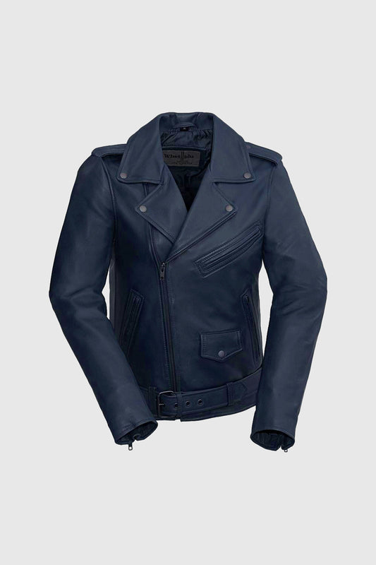 Rebel Women's Leather Jacket Navy Blue (POS) Women's Leather Jacket Whet Blu NYC XS  