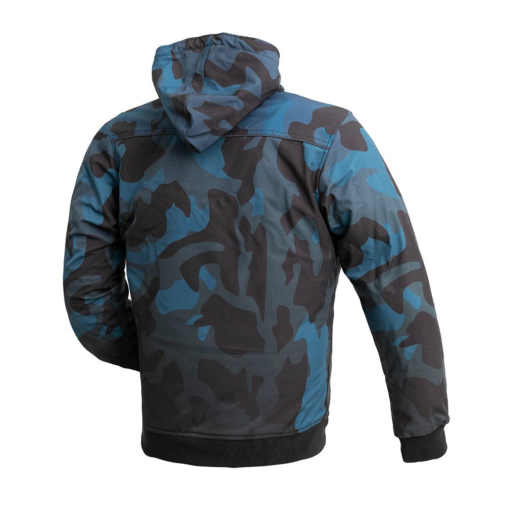 Blue camo fashion rain jacket