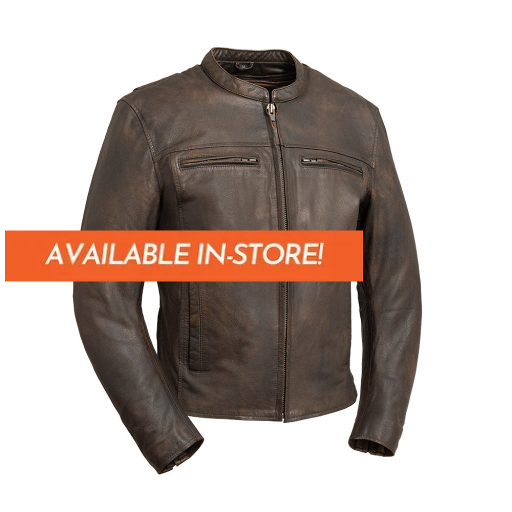 Rocky Men's Motorcycle Leather Jacket - Brown Men's Leather Jacket First Manufacturing Company S Brown 