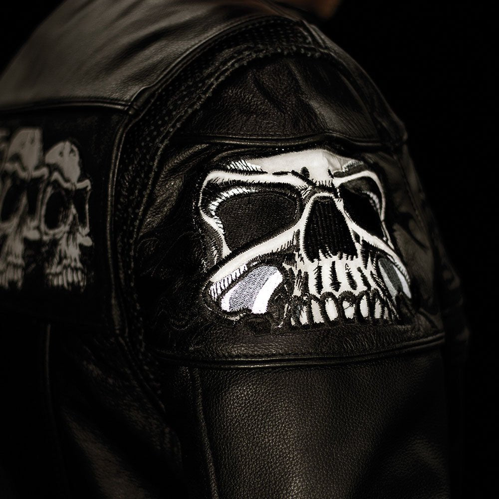 Savage Skulls Men's Motorcycle Leather Jacket Men's Leather Jacket First Manufacturing Company   