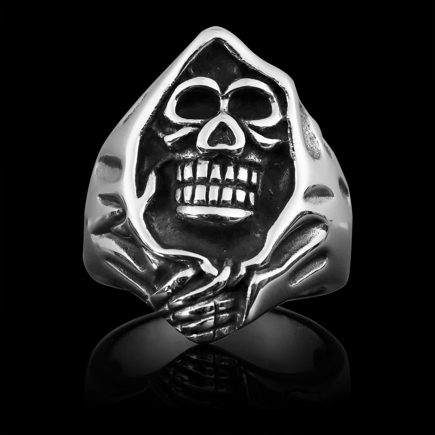 Stainless Steel Grim Reaper Skull Ring
