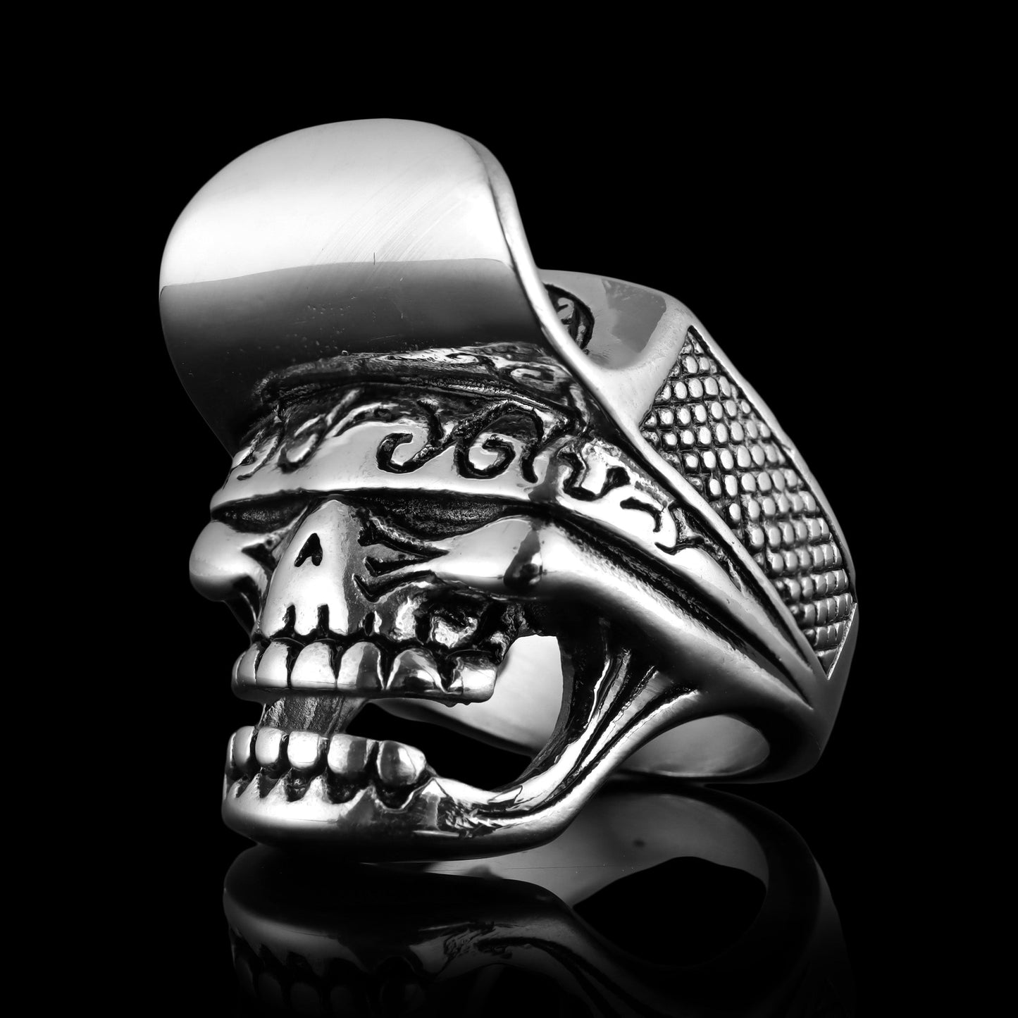 Stainless Steel Trucker Hat Skull Ring