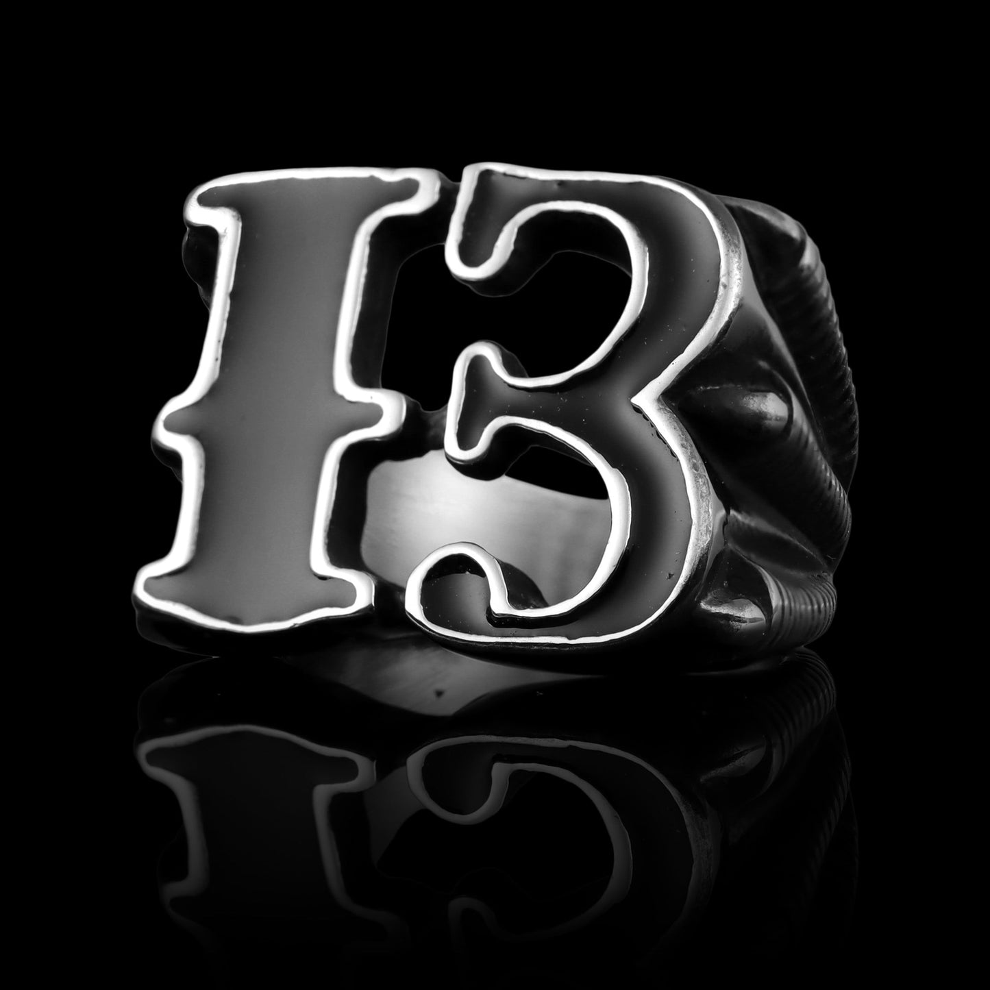 Stainless Steel Black Gothic "13" Dragon Claw Signet Ring