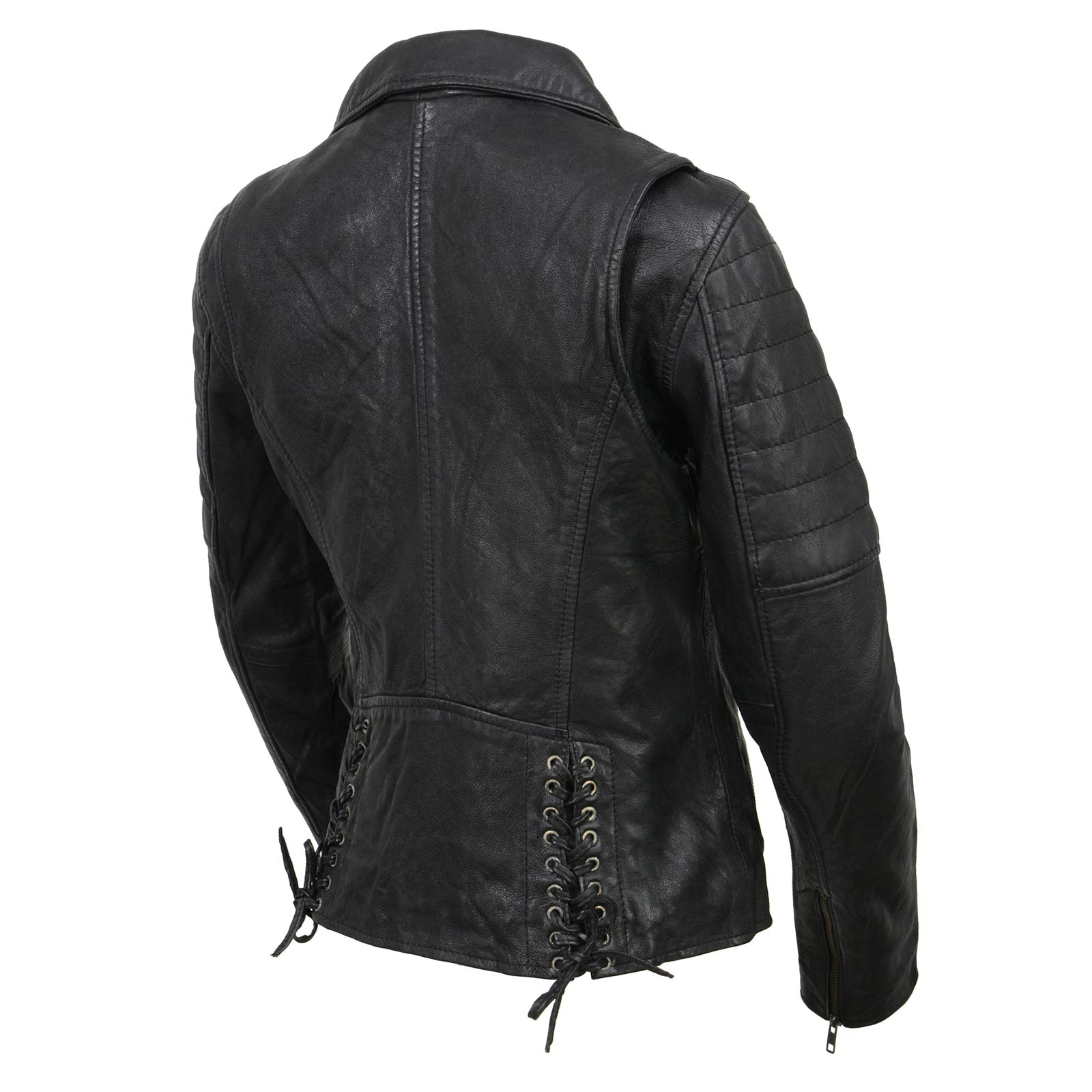 Milwaukee Leather SFL2812 Black Vintage Motorcycle Inspired Leather Jacket for Women - Veg-Tan Fashion Jacket