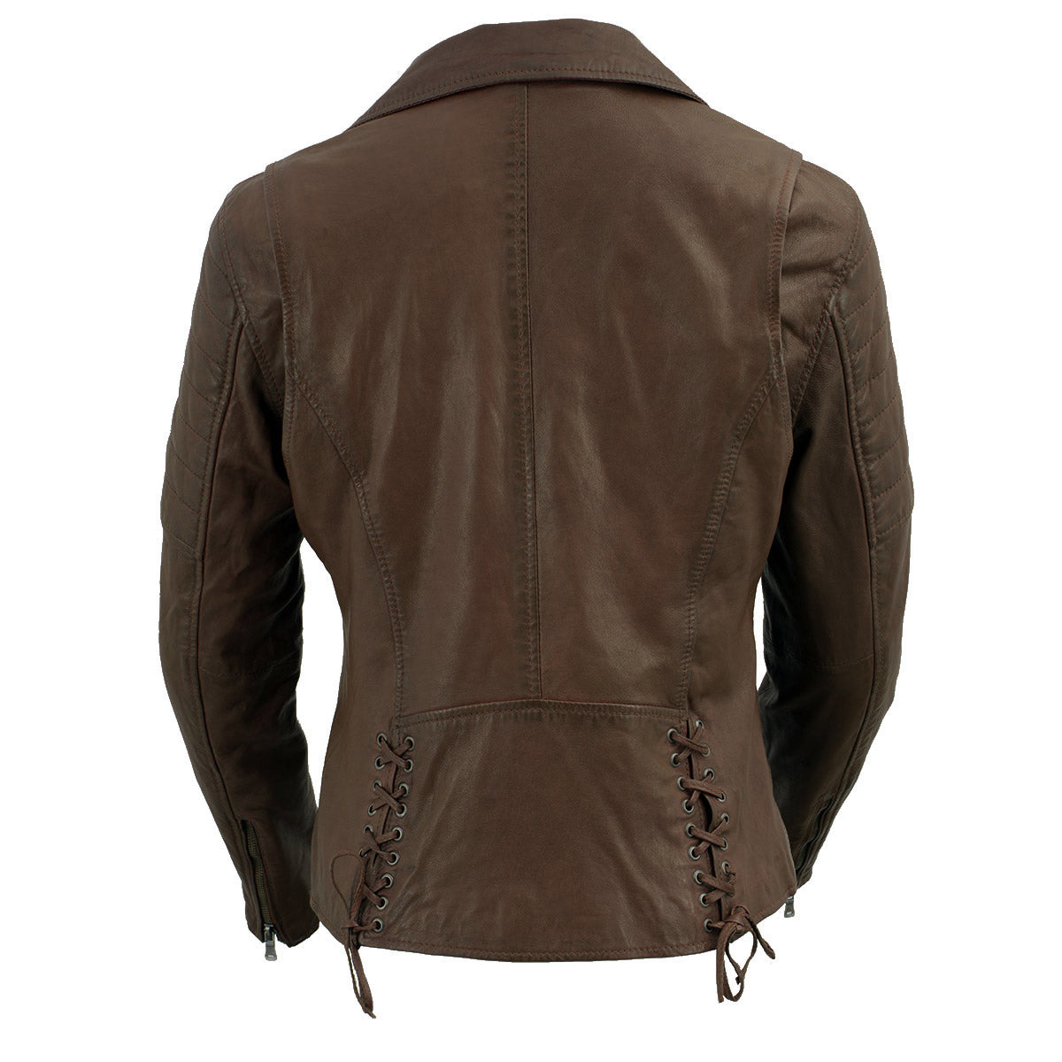 Milwaukee Leather SFL2812 Brown Vintage Motorcycle Inspired Leather Jacket for Women - Veg-Tan Fashion Jacket