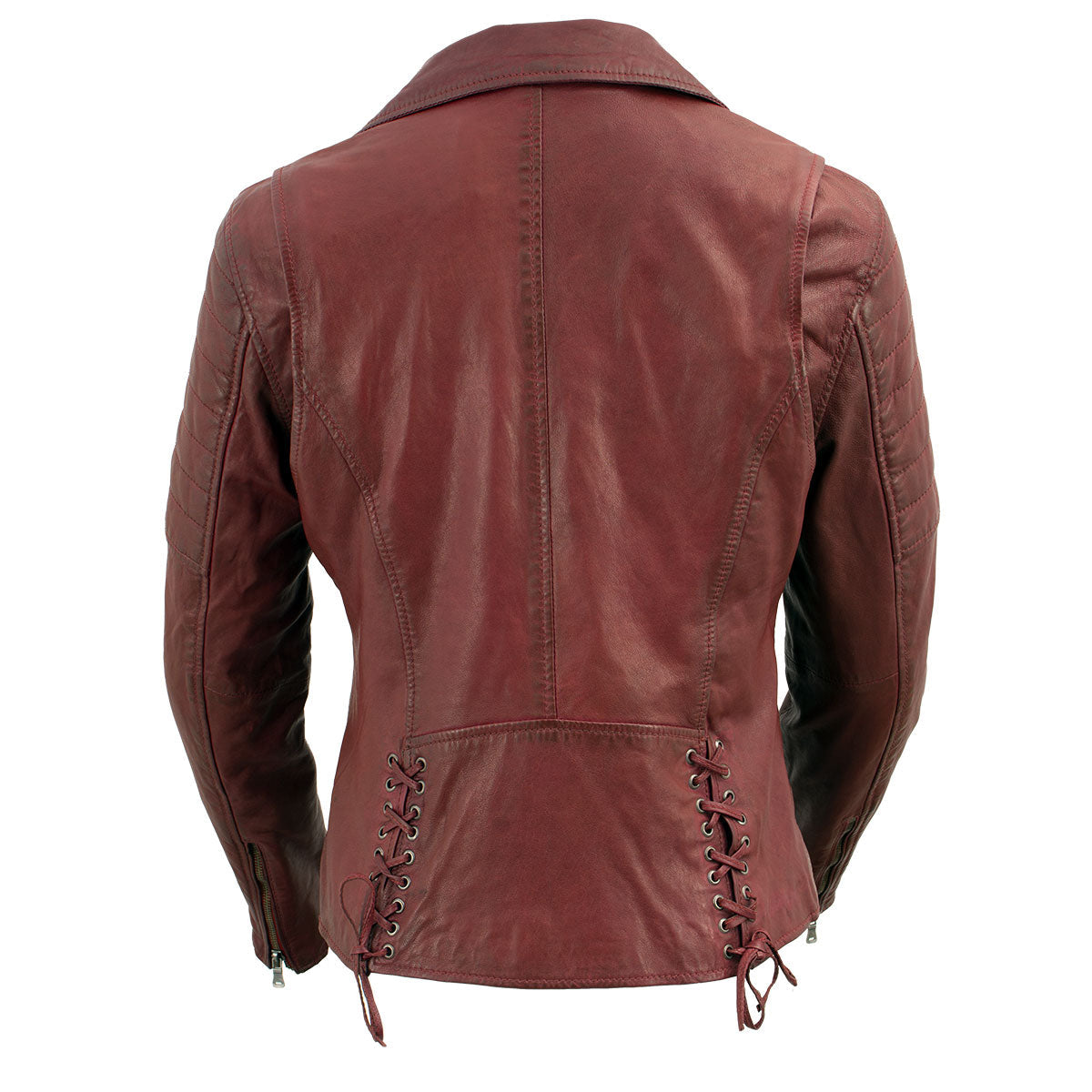 Milwaukee Leather SFL2812 Red Vintage Motorcycle Inspired Leather Jacket for Women - Veg-Tan Fashion Jacket